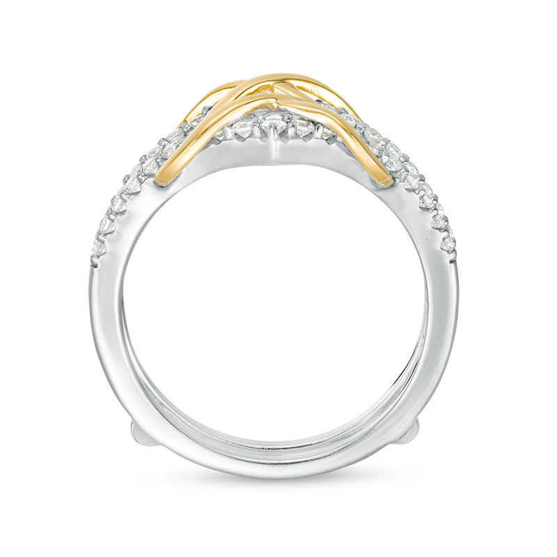 Main Image 5 of 3/8 CT. T.W. Diamond Infinity Chevron Solitaire Enhancer in 10K Two-Tone Gold