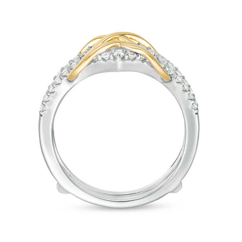 3/8 CT. T.W. Diamond Infinity Chevron Solitaire Enhancer in 10K Two-Tone Gold