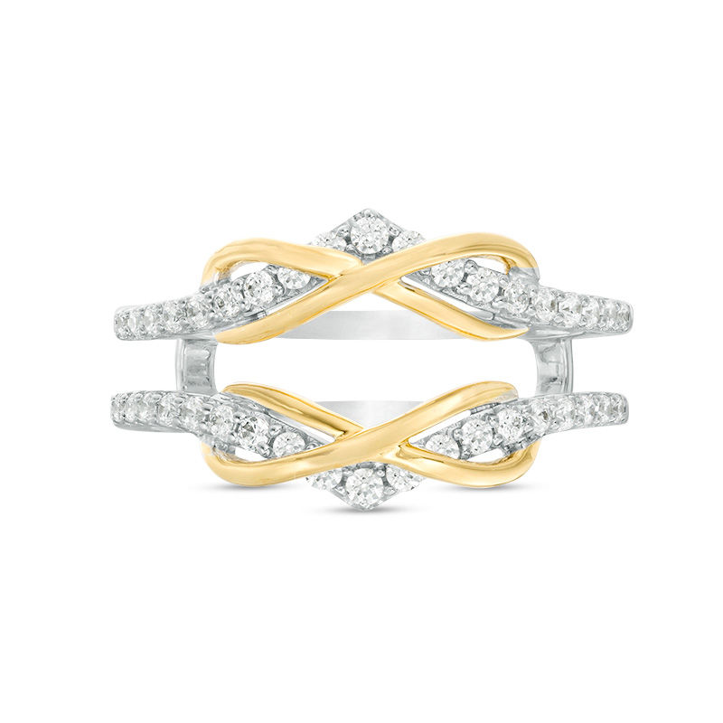 Main Image 6 of 3/8 CT. T.W. Diamond Infinity Chevron Solitaire Enhancer in 10K Two-Tone Gold
