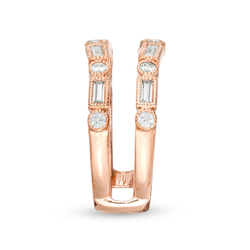 1/2 CT. T.W. Baguette and Round Diamond Alternating Art Deco Vintage-Style Solitaire Enhancer in 10K Rose Gold