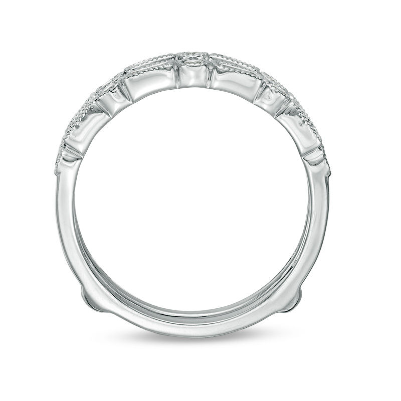 1/2 CT. T.W. Baguette and Round Diamond Alternating Art Deco Vintage-Style Solitaire Enhancer in 10K White Gold