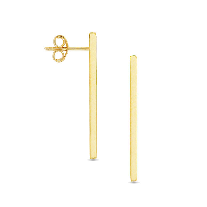 Linear Bar Drop Earrings in 14K Gold
