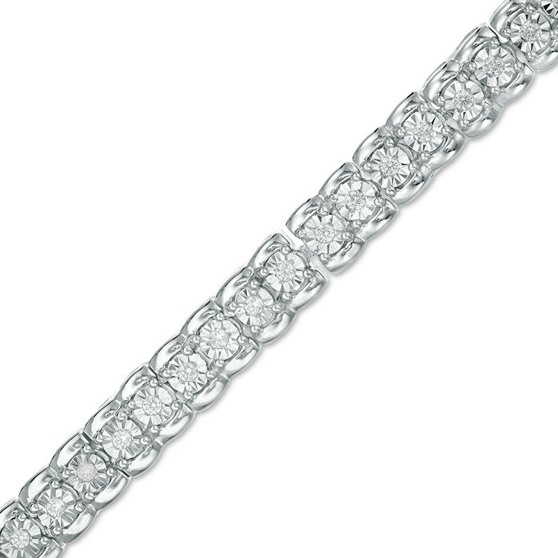 Main Image 1 of 1/2 CT. T.W. Diamond Tennis Bracelet in Sterling Silver - 7.25"