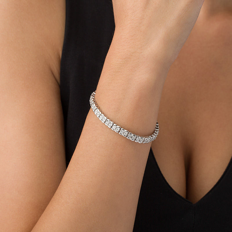 Main Image 2 of 1/2 CT. T.W. Diamond Tennis Bracelet in Sterling Silver - 7.25"