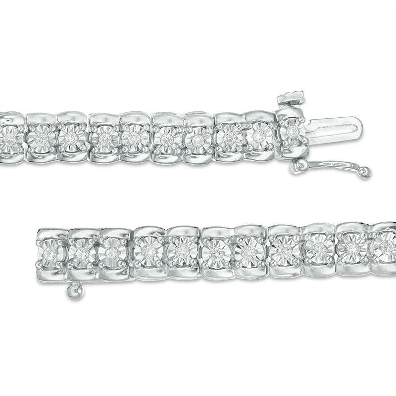Main Image 3 of 1/2 CT. T.W. Diamond Tennis Bracelet in Sterling Silver - 7.25"