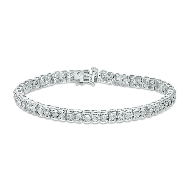 Main Image 4 of 1/2 CT. T.W. Diamond Tennis Bracelet in Sterling Silver - 7.25"