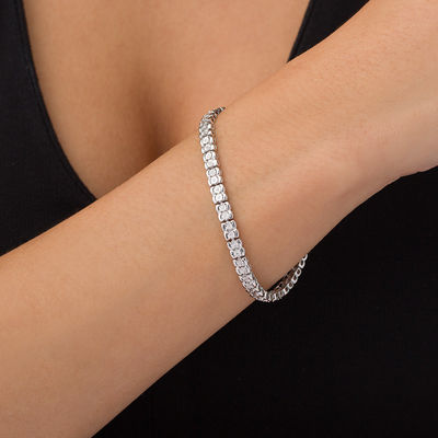 Ladies tennis bracelet cz classic silver rhodium 8 carat size 7 8 inch 46904 