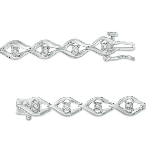 1/10 CT. T.w. Diamond Open Flame Link Bracelet in Sterling Silver - 7.25"