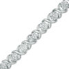 Thumbnail Image 0 of 1/2 CT. T.W. Multi-Diamond "XO" Bracelet in Sterling Silver - 7.25"