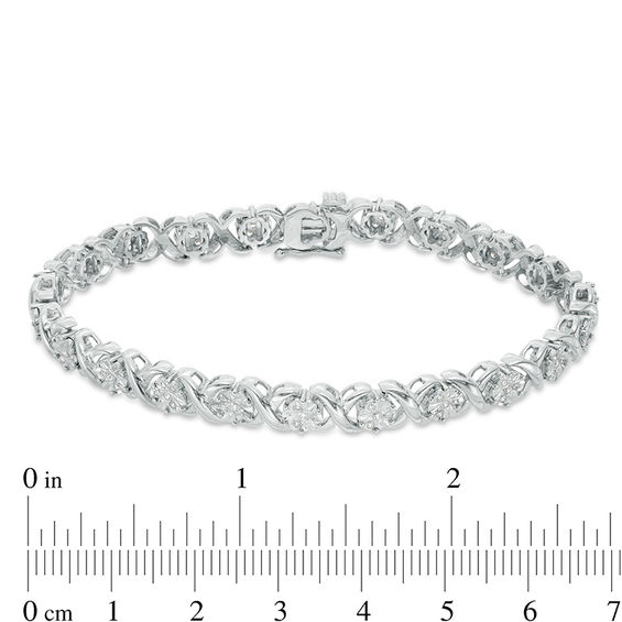 1/2 CT. T.w. Multi-Diamond "Xo" Bracelet in Sterling Silver - 7.25"