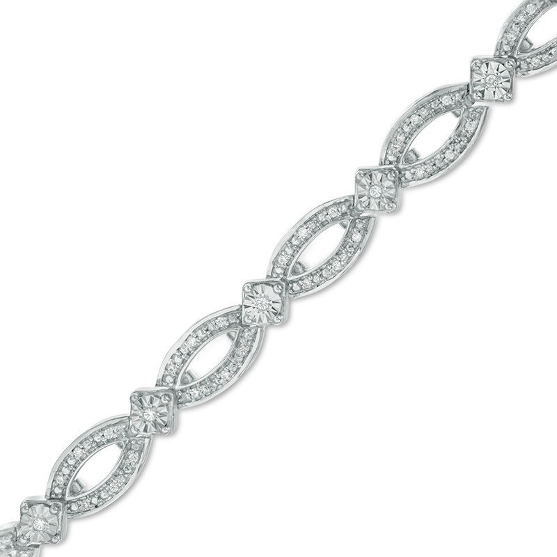 Main Image 1 of 1/5 CT. T.W. Diamond Open Marquise Link Bracelet in Sterling Silver - 7.25"