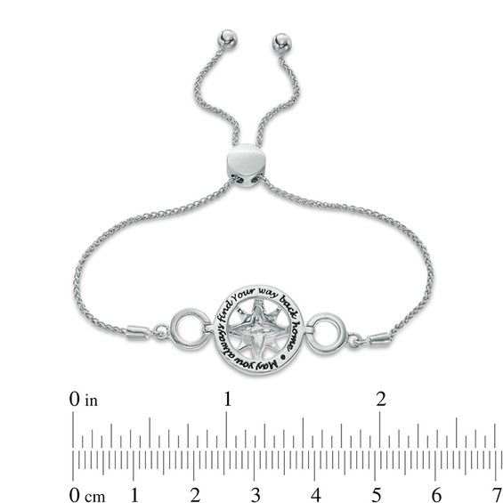 1/20 CT. T.w. Diamond Compass Bolo Bracelet in Sterling Silver - 9.5"