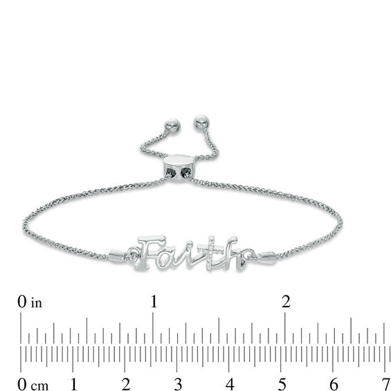 Diamond Accent "Faith" Bolo Bracelet in Sterling Silver - 9.5"