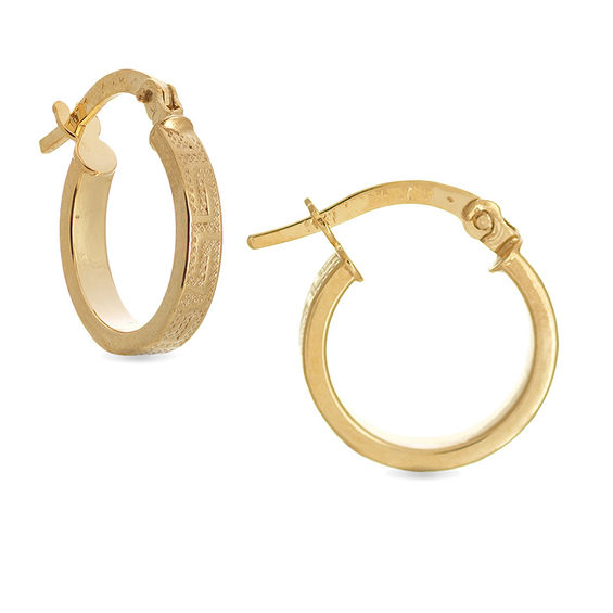 15 0mm Greek Key Hoop Earrings In 14k Gold 15 0mm Greek Key Hoop Earrings In 14k Gold