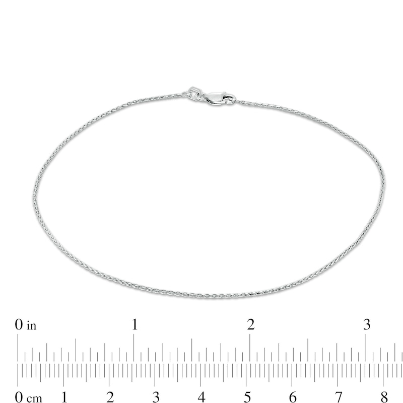 Wheat Chain Anklet in 14K White Gold - 10"