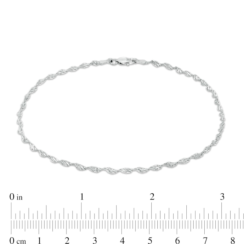 2.1mm Dorica Singapore Chain Anklet in 14K White Gold - 10"