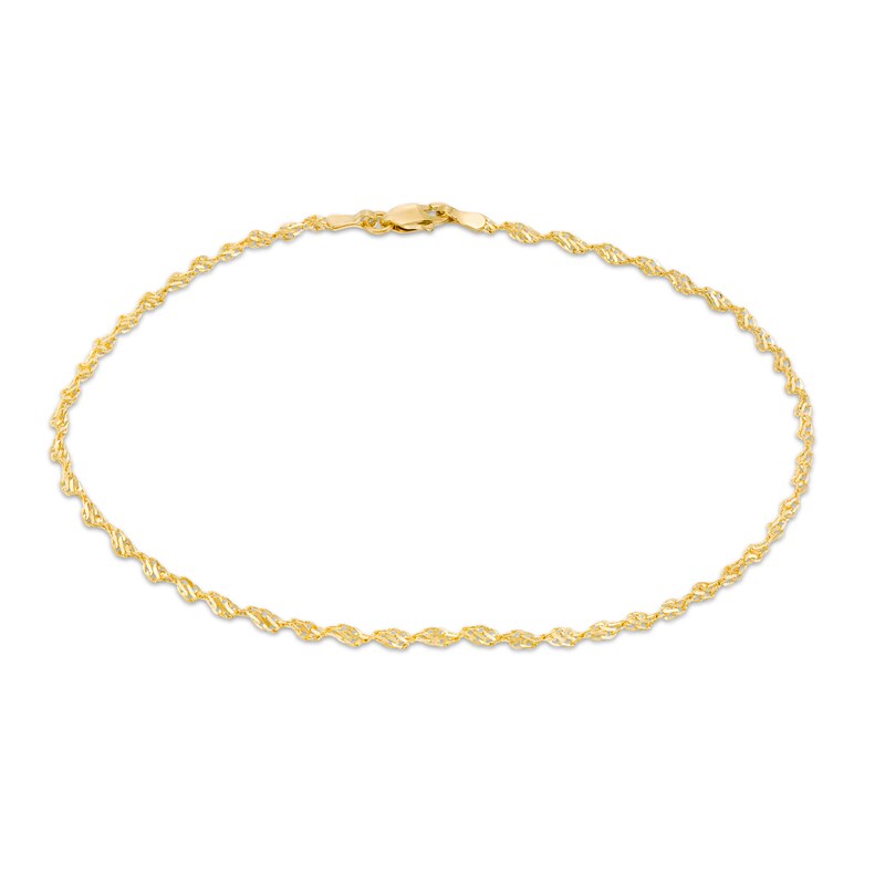 2.1mm Dorica Singapore Chain Anklet in 14K Gold - 10"