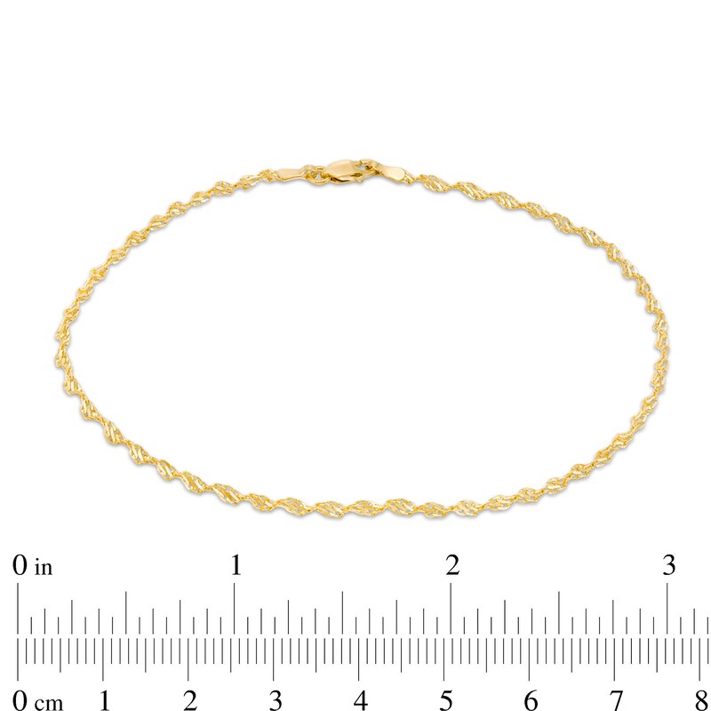 2.1mm Dorica Singapore Chain Anklet in 14K Gold - 10"