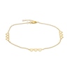 Thumbnail Image 1 of Triple Heart Station Anklet in 14K Gold - 10"