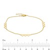 Thumbnail Image 4 of Triple Heart Station Anklet in 14K Gold - 10"