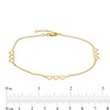 Thumbnail Image 3 of Triple Heart Station Anklet in 14K Gold - 10"