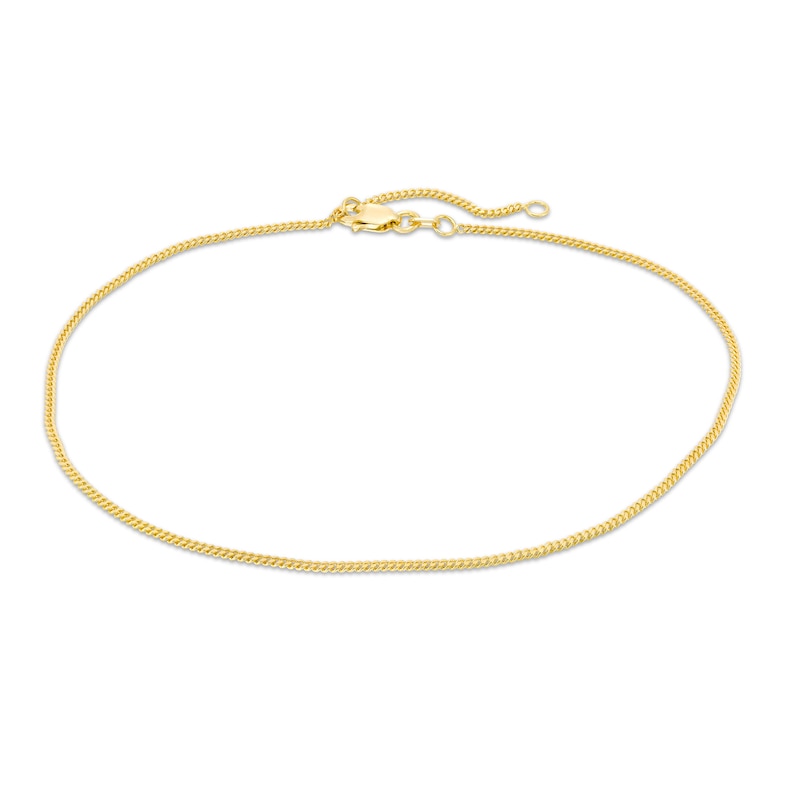 040 Gauge Curb Chain Anklet in 14K Gold - 10"