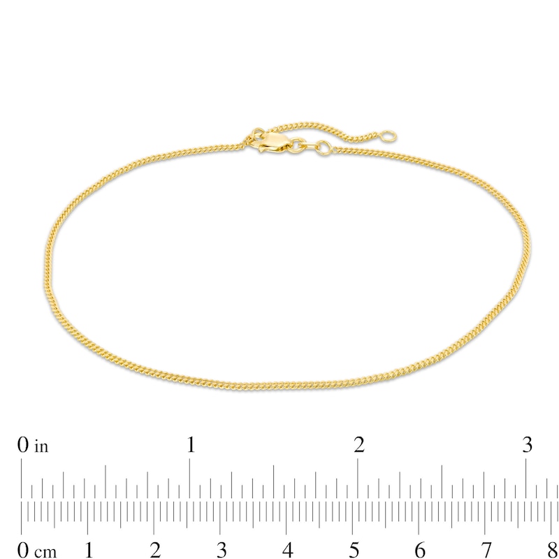 040 Gauge Curb Chain Anklet in 14K Gold - 10"