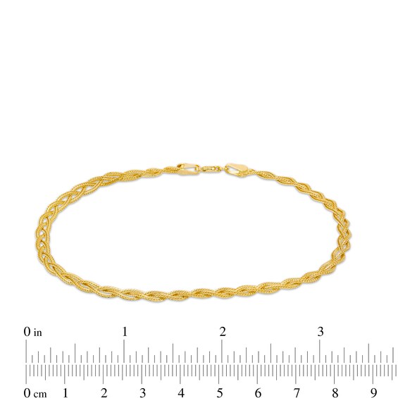 Braided Foxtail Anklet in 14K Gold - 10"