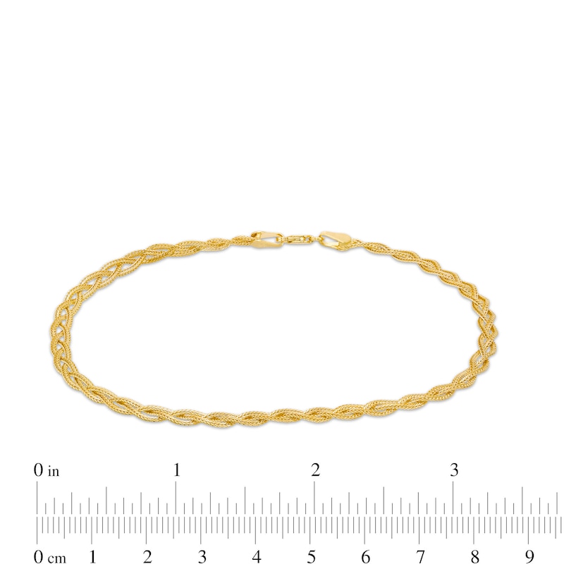 Braided Foxtail Anklet in 14K Gold - 10"