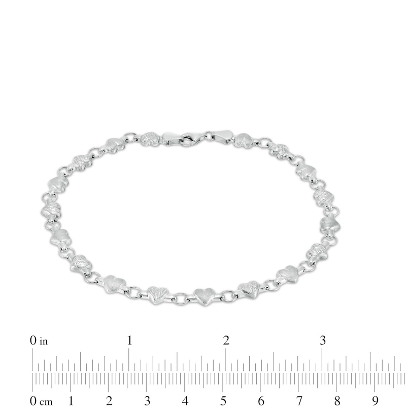 Main Image 3 of Diamond-Cut Heart Stampato Anklet in 14K White Gold - 10"