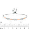 Thumbnail Image 2 of 1/20 CT. T.W. Diamond Three Stone and Bar Station Bolo Bracelet in Sterling Silver and 10K Rose Gold - 9.5"