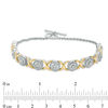 Thumbnail Image 3 of 1/4 CT. T.W. Composite Diamond "XO" Bracelet in Sterling Silver and 10K Gold - 7.25"
