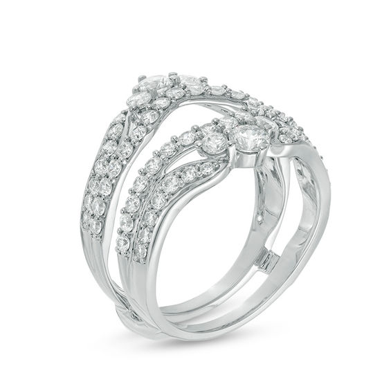 1-1/2 CT. T.w. Diamond Multi-Row Tiara-Style Solitaire Enhancer in 14K White Gold