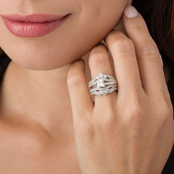 1-1/2 CT. T.w. Diamond Multi-Row Tiara-Style Solitaire Enhancer in 14K White Gold