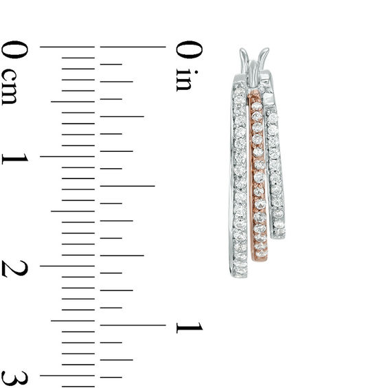 1/2 CT. T.w. Diamond Layered Hoop Earrings in Sterling Silver and 10K Rose Gold