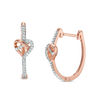 Thumbnail Image 1 of 1/8 CT. T.W. Diamond Heart Knot Hoop Earrings in 10K Rose Gold