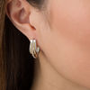 Thumbnail Image 2 of 1/4 CT. T.W. Diamond Layered Hoop Earrings in Sterling Silver and 10K Gold