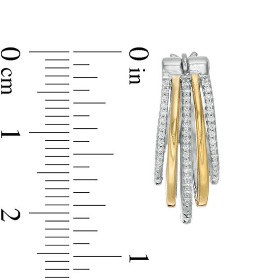 1/4 CT. T.w. Diamond Layered Hoop Earrings in Sterling Silver and 10K Gold