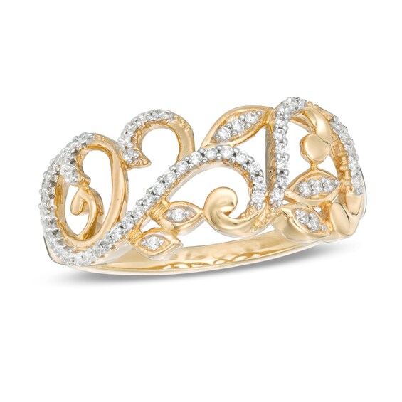 1/6 CT. T.W. Diamond Scroll Vine Anniversary Band in 10K Gold 1/6 CT. T.W. Diamond Scroll Vine Anniversary Band in 10K Gold