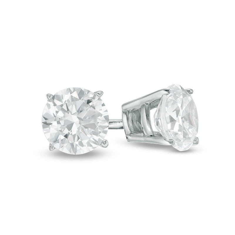 Main Image 1 of 3/4 CT. T.W. Certified Diamond Solitaire Stud Earrings in 14K White Gold (I/SI2)