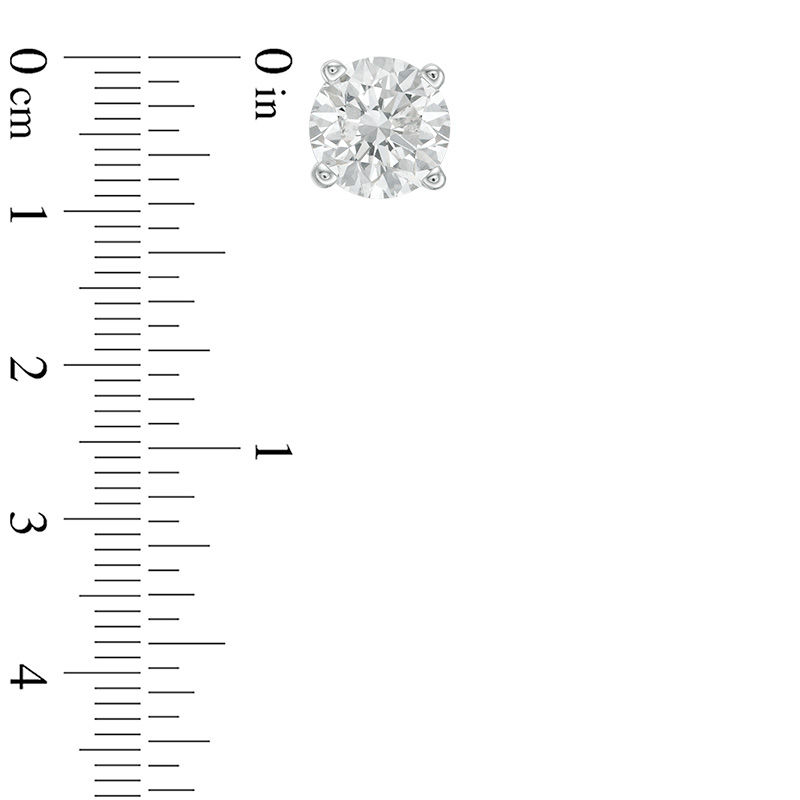 Main Image 3 of 3/4 CT. T.W. Certified Diamond Solitaire Stud Earrings in 14K White Gold (I/SI2)
