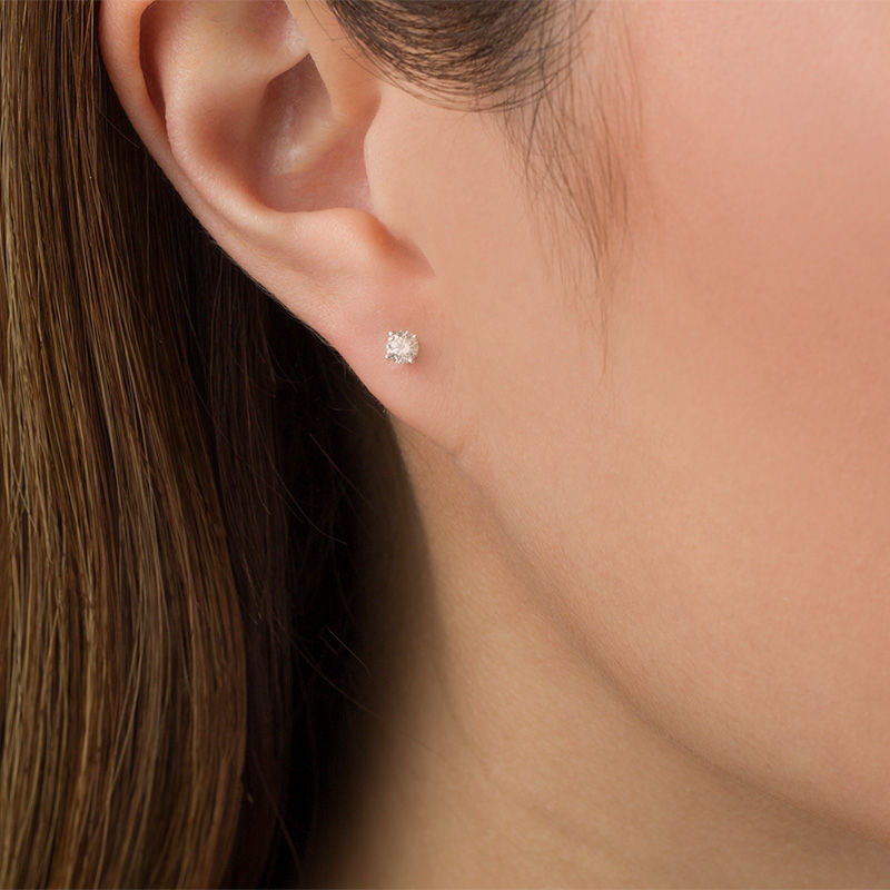 Main Image 2 of 1/4 CT. T.W. Certified Diamond Solitaire Stud Earrings in 14K White Gold (I/SI2)