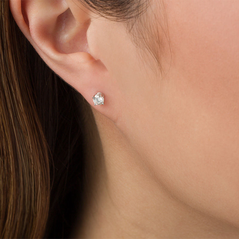 Main Image 2 of 1/2 CT. T.W. Certified Diamond Solitaire Stud Earrings in 14K White Gold (I/SI2)