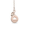 Thumbnail Image 2 of Enchanted Disney Aurora Pink Topaz and 1/20 CT. T.W. Diamond Crown Necklace in 10K Rose Gold