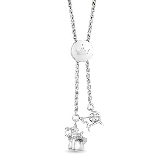 Enchanted Disney Aurora 1/10 CT. T.w. Diamond Crown Bolo Bracelet in Sterling Silver and 10K Rose Gold - 9.75"