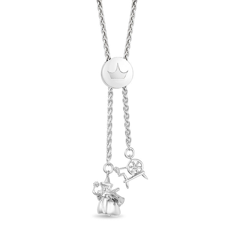 Main Image 3 of Enchanted Disney Aurora 1/10 CT. T.W. Diamond Crown Bolo Bracelet in Sterling Silver and 10K Rose Gold - 9.75"