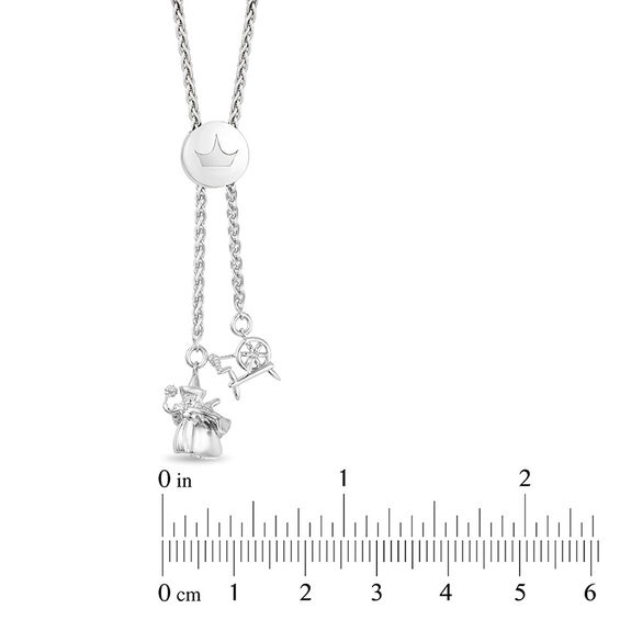 Enchanted Disney Aurora 1/10 CT. T.w. Diamond Crown Bolo Bracelet in Sterling Silver and 10K Rose Gold - 9.75"