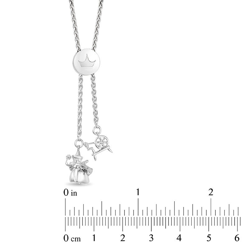 Main Image 4 of Enchanted Disney Aurora 1/10 CT. T.W. Diamond Crown Bolo Bracelet in Sterling Silver and 10K Rose Gold - 9.75"
