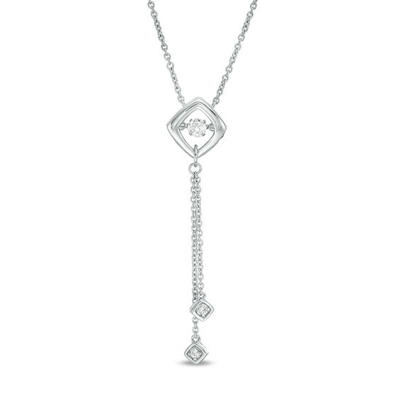 Unstoppable Love™ 1/8 CT. T.W. Diamond Tilted Cushion Frame Lariat-Style Necklace in Sterling Silver Unstoppable Love™ 1/8 CT. T.W. Diamond Tilted Cushion Frame Lariat-Style Necklace in Sterling Silver