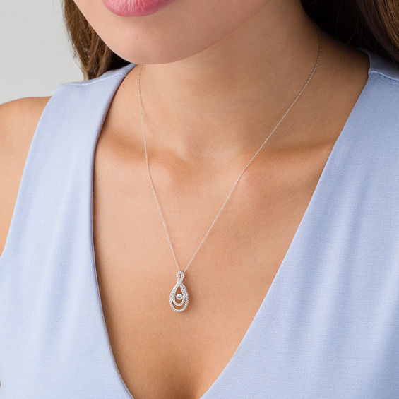 0.45 CT. T.w. Diamond Loop Infinity Pendant in 10K White Gold